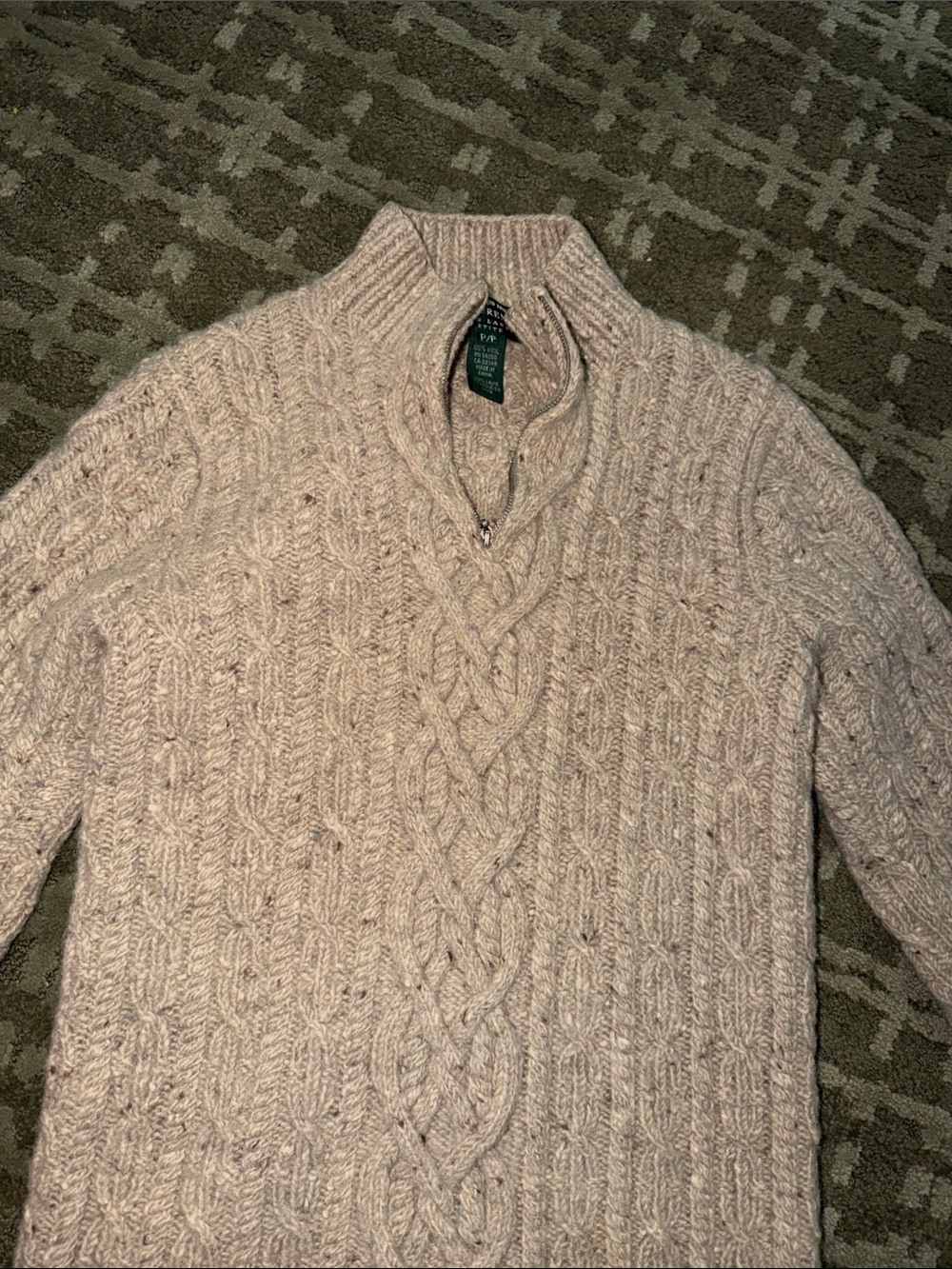 Vintage Women’s Quarter Zip Hand Knit For Ralph Lauren 100% Wool Size Petite - Picture 2 of 10